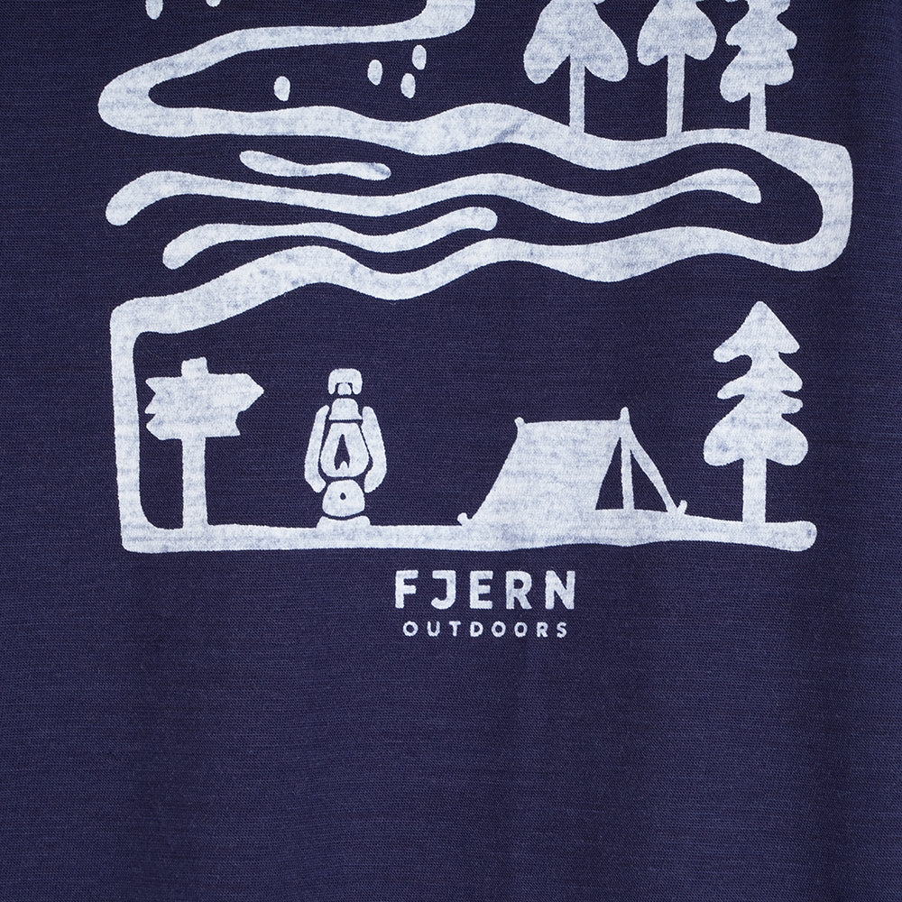 Mens Landscape Merino Blend T-Shirt (Navy/White)