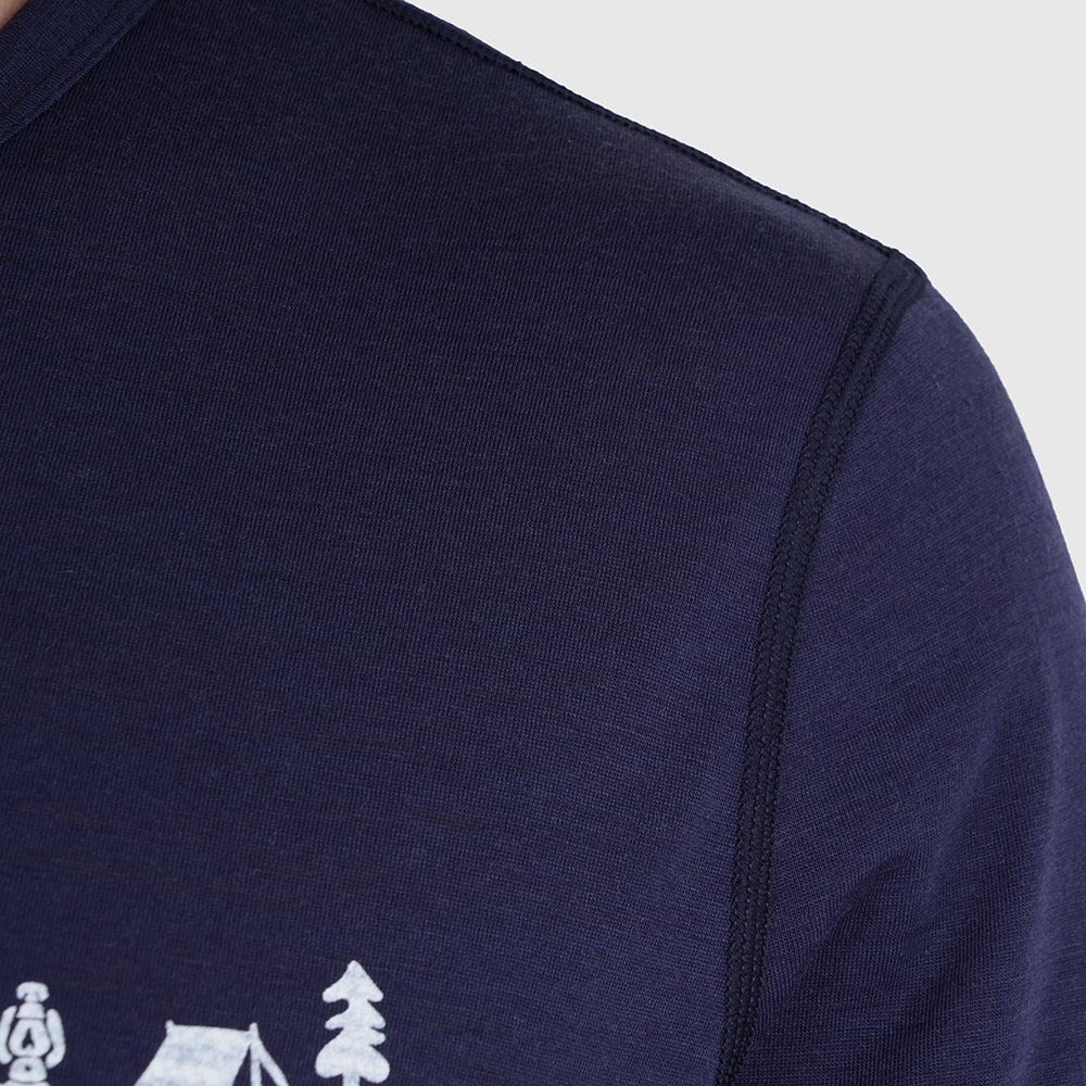 Mens Landscape Merino Blend T-Shirt (Navy/White)