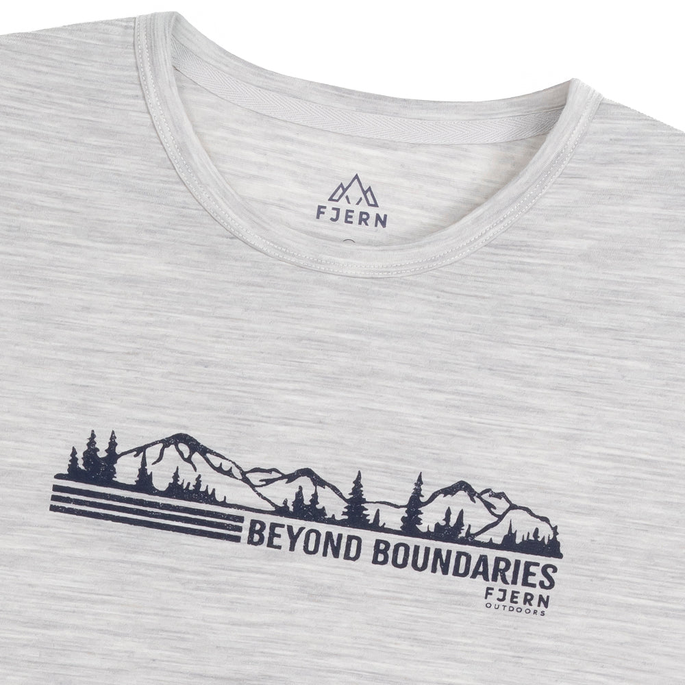 Mens Beyond Boundaries Merino Blend T-Shirt (Mist Grey Melange/Navy)