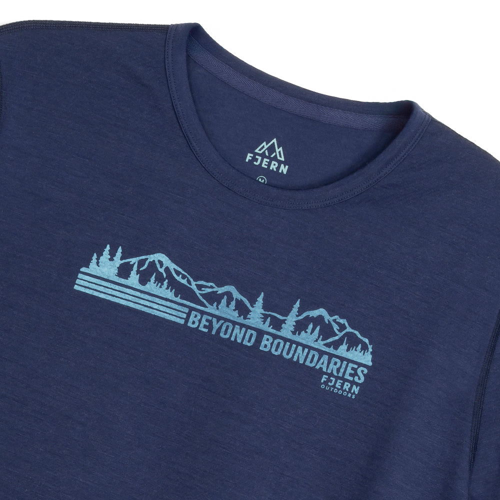 Mens Beyond Boundaries Merino Blend T-Shirt (Navy/Mineral Blue)