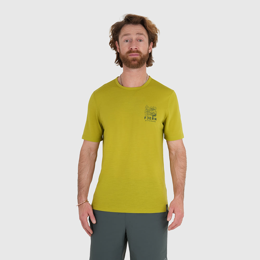 Mens Preikestolen Merino Blend T-Shirt (Lime/Petrol)