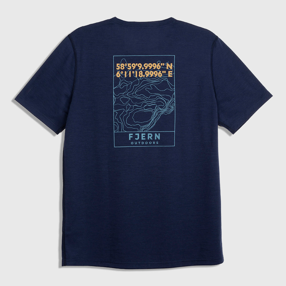 Mens Preikestolen Merino Blend T-Shirt (Navy/Mineral Blue)