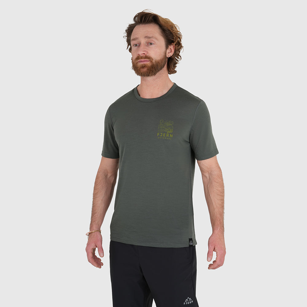 Mens Preikestolen Merino Blend T-Shirt (Urban Chic/Lime)