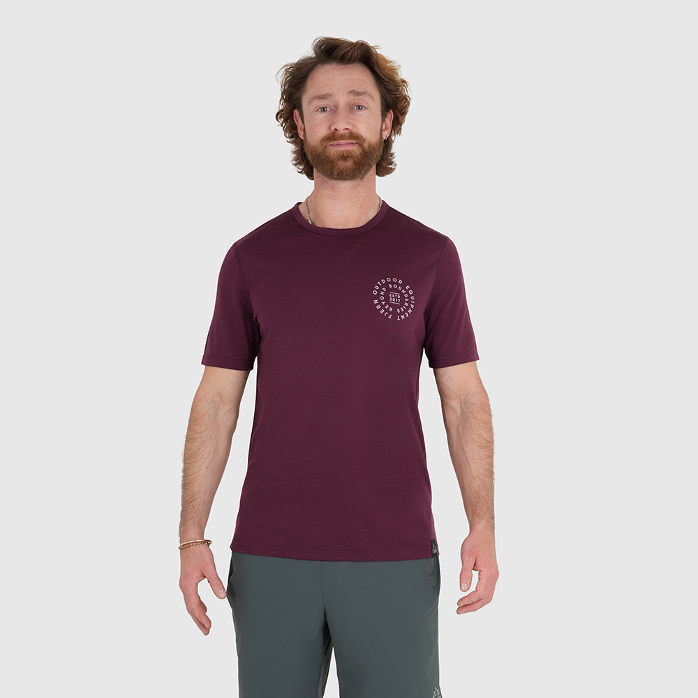 Mens Roundel Merino Blend T-Shirt (Aubergine/Chalk)