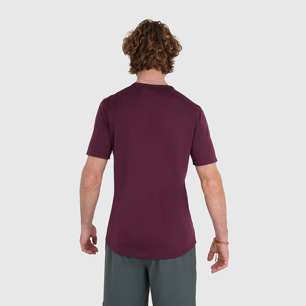 Mens Roundel Merino Blend T-Shirt (Aubergine/Chalk)