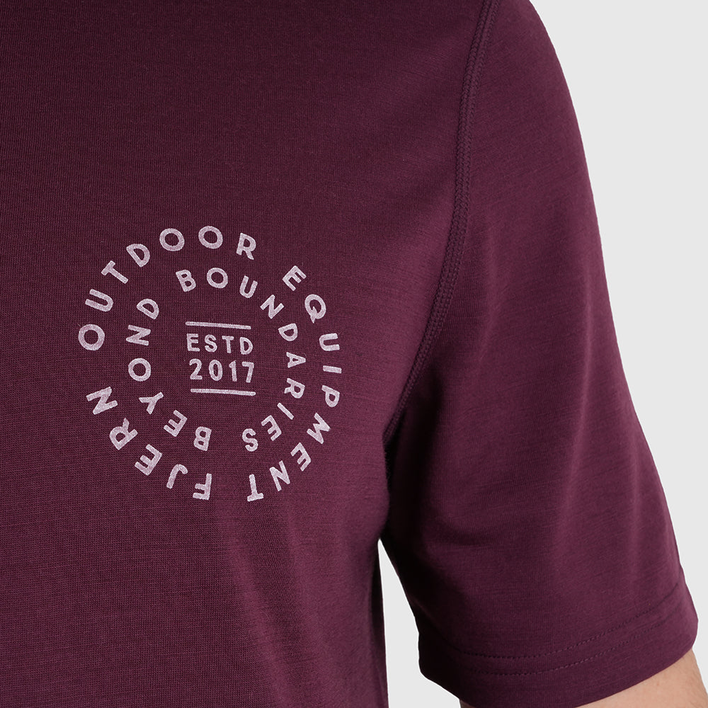Mens Roundel Merino Blend T-Shirt (Aubergine/Chalk)