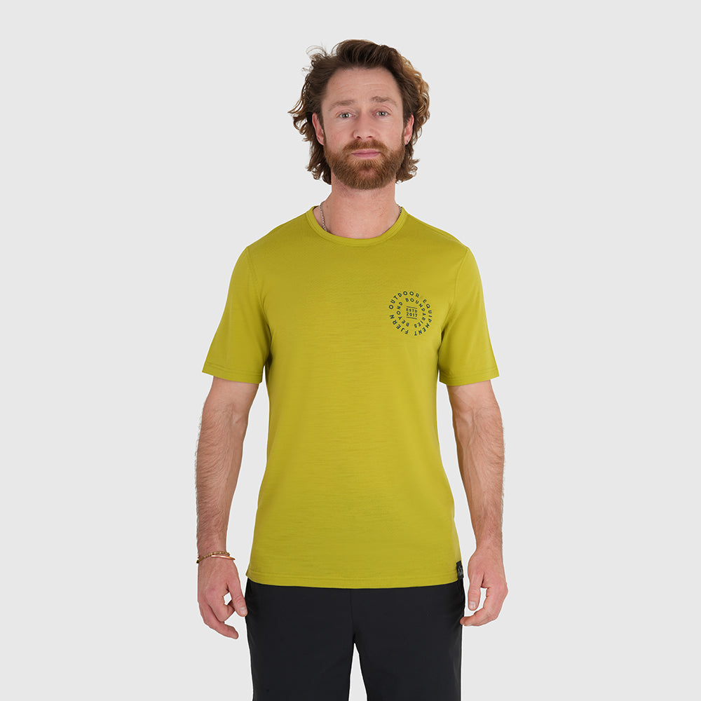 Mens Roundel Merino Blend T-Shirt (Lime/Petrol)