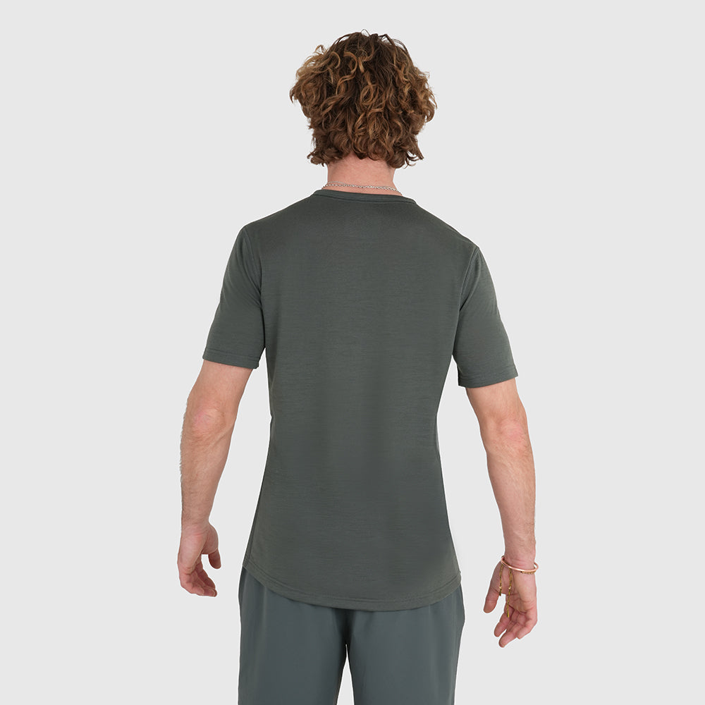 Mens Roundel Merino Blend T-Shirt (Urban Chic/Lime)
