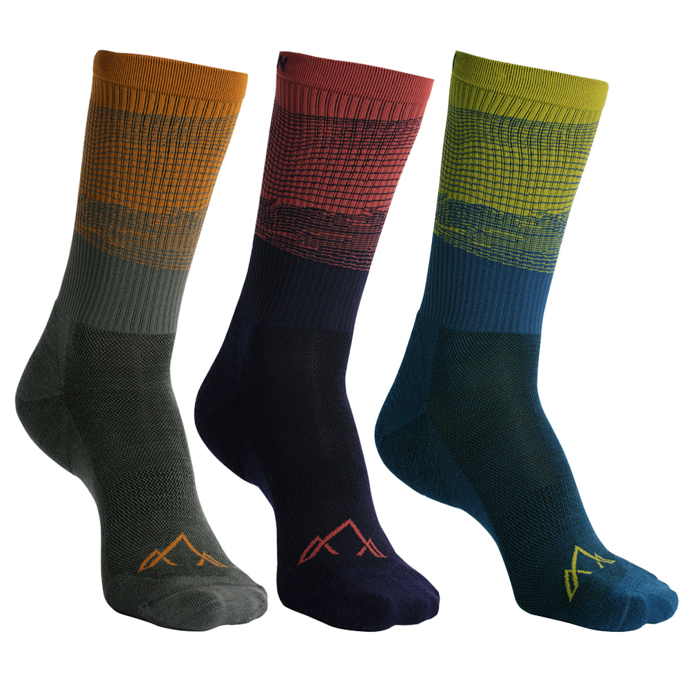 Fjern Merino Blend Contour Hiking Socks 3 Pack (Multi)