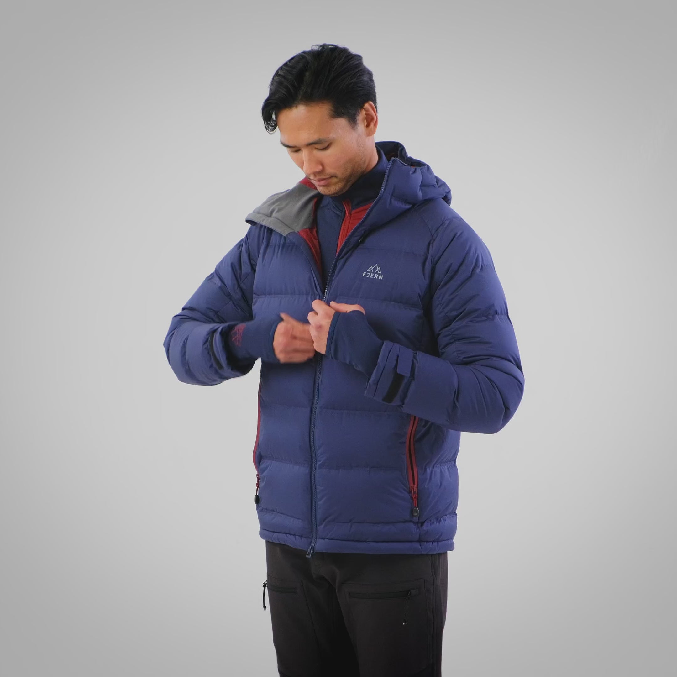 Mens Aska Waterproof Down Jacket (Navy/Rust)
