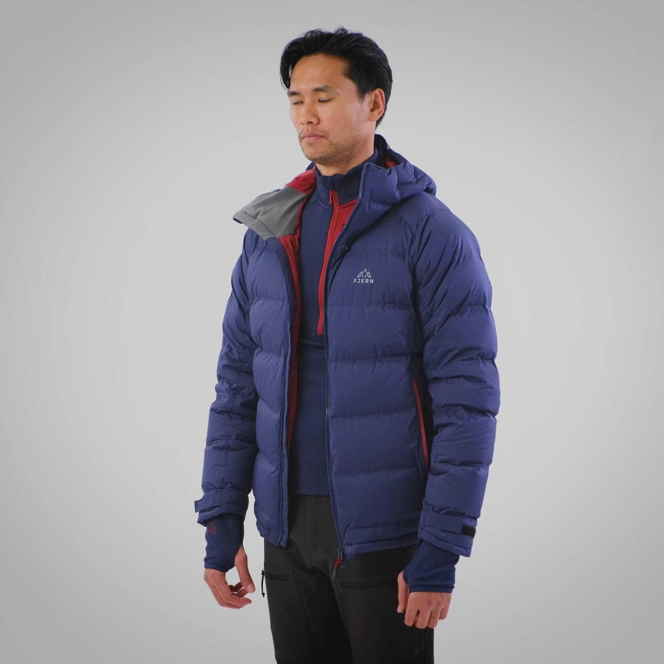 Mens Aska Waterproof Down Jacket (Navy/Rust)