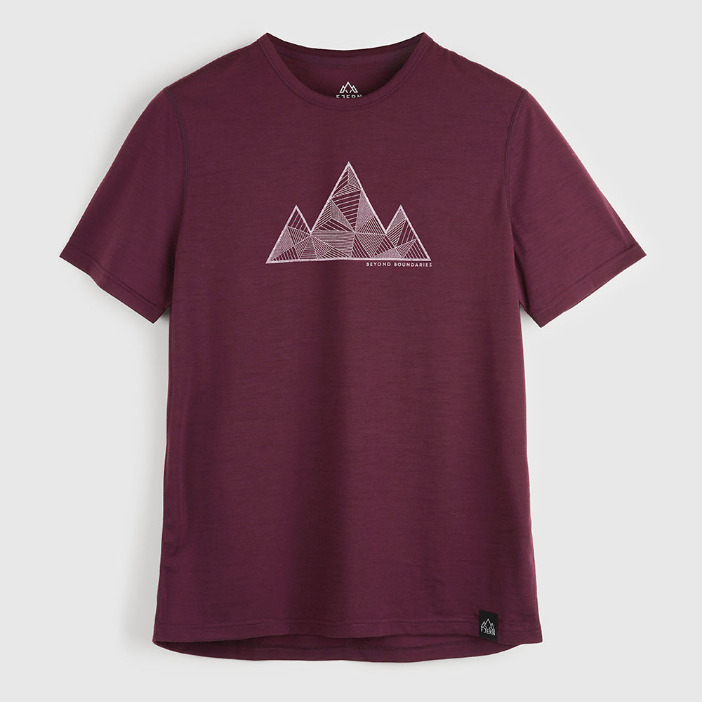 Womens 3 Peaks Merino Blend T-Shirt (Aubergine/Chalk)