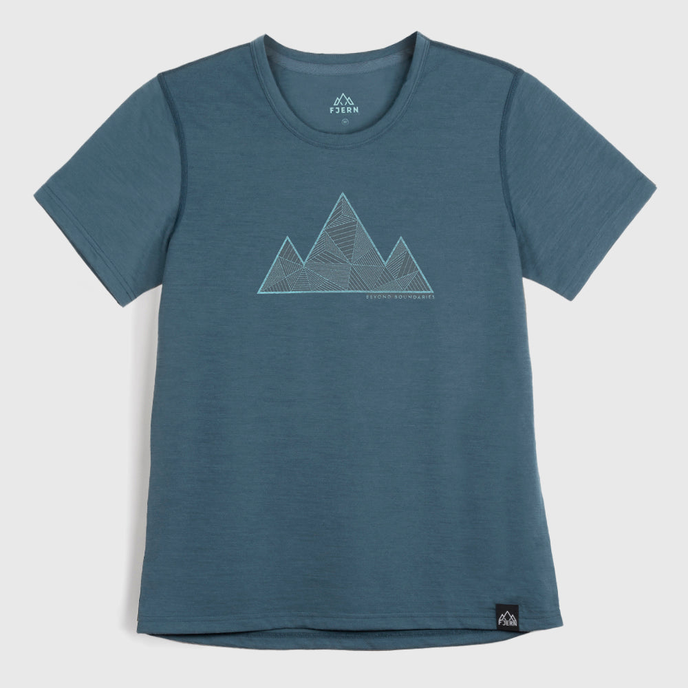Womens 3 Peaks Merino Blend T-Shirt (Orion Blue/Mineral Blue)