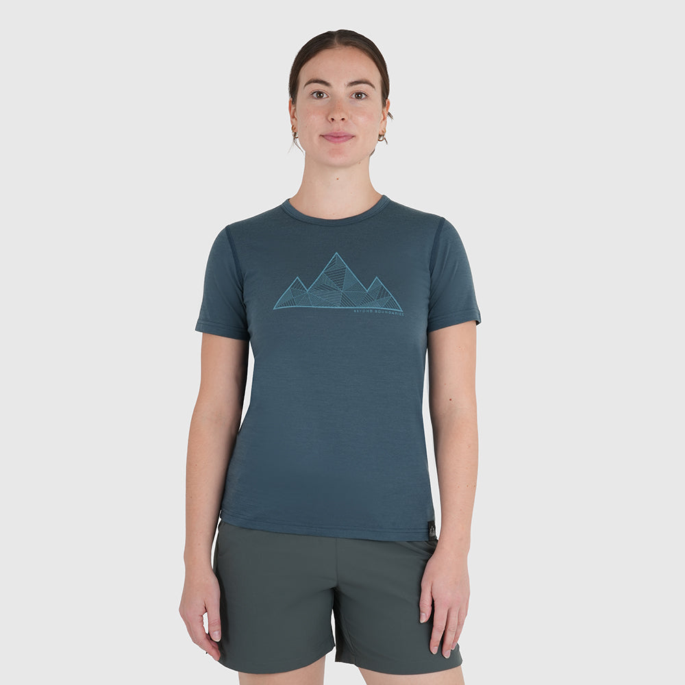 Womens 3 Peaks Merino Blend T-Shirt (Orion Blue/Mineral Blue)