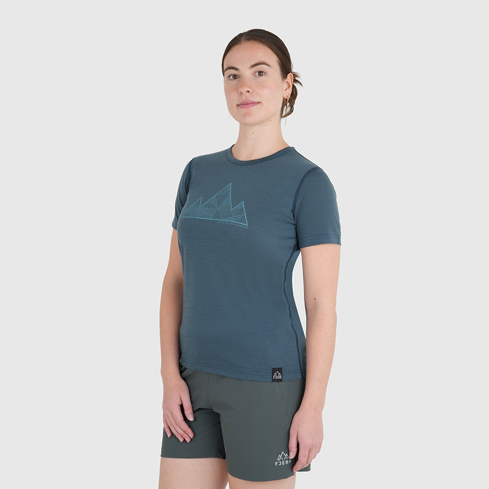 Womens 3 Peaks Merino Blend T-Shirt (Orion Blue/Mineral Blue)