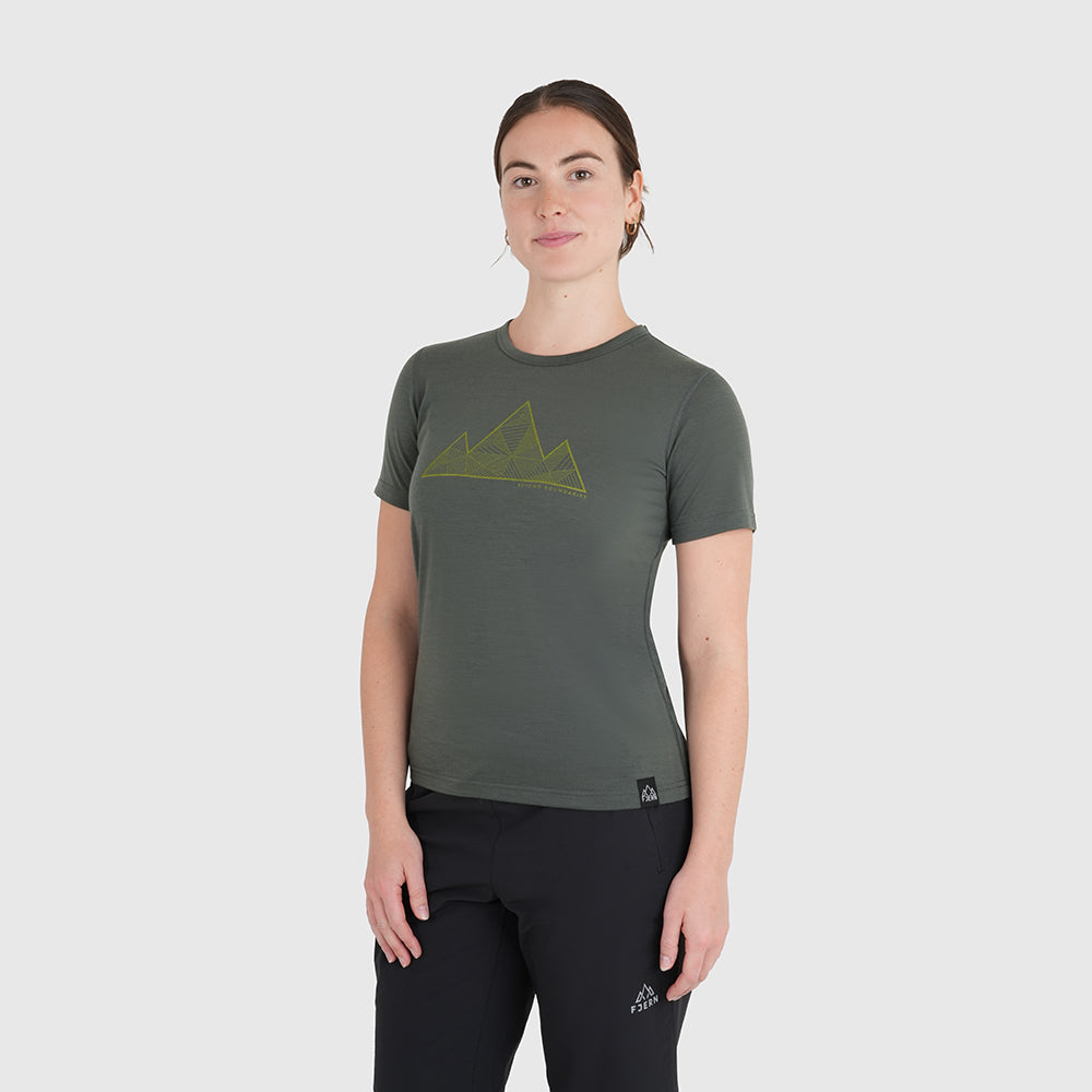 Womens 3 Peaks Merino Blend T-Shirt (Urban Chic/Lime)