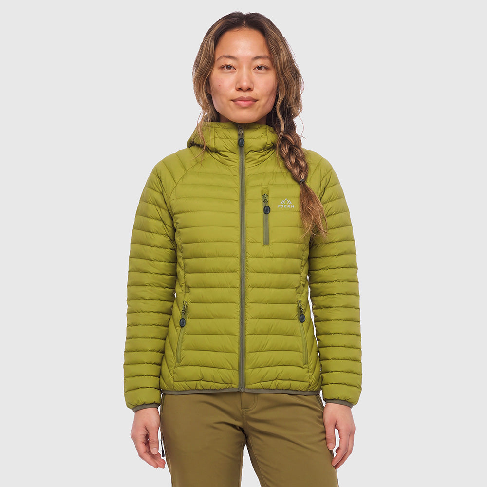 Womens Aktiv II Down Hooded Jacket (Cardamom Seed/Winter Moss) ✦AI