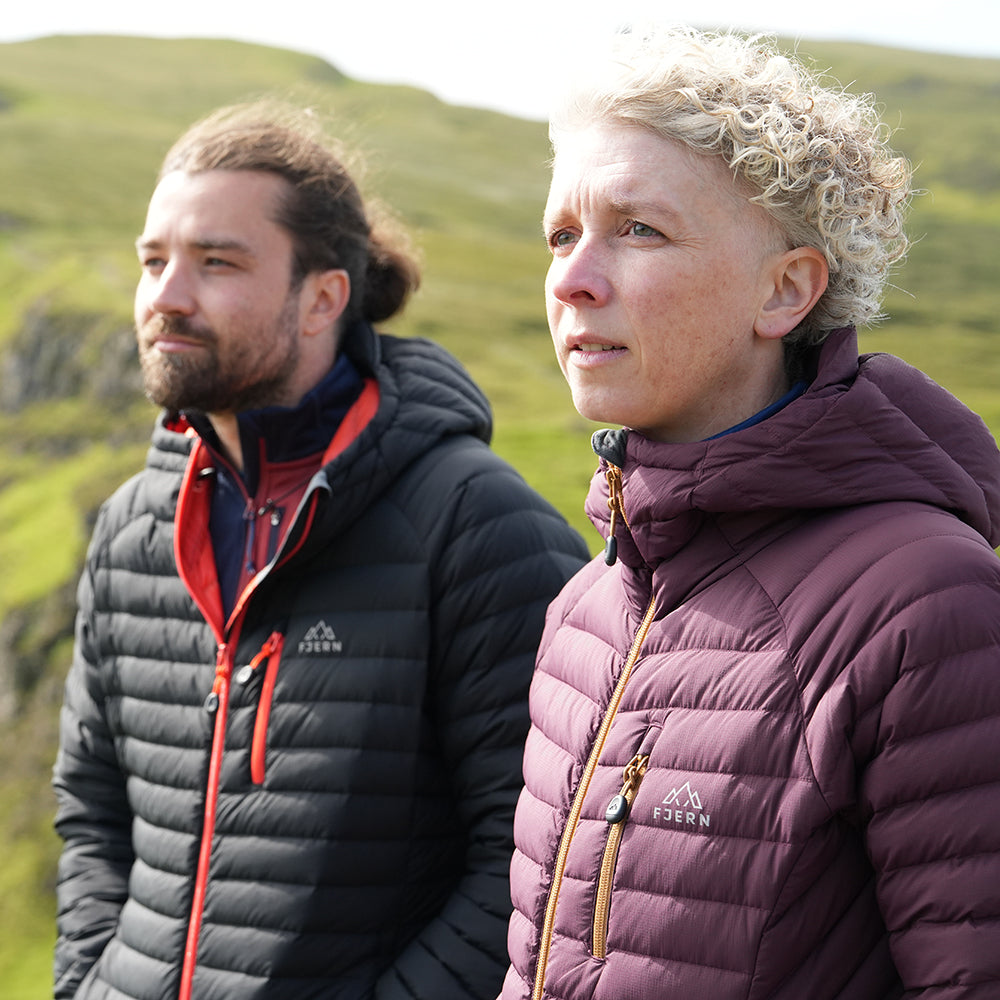 Fjern Womens Aktiv II Down Hooded Jacket (Aubergine/Mustard)