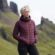 Fjern Womens Aktiv II Down Hooded Jacket (Aubergine/Mustard)