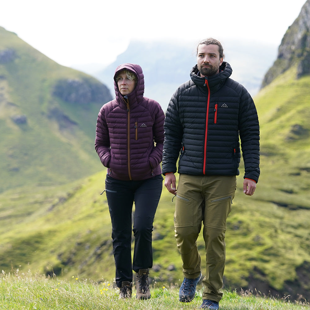 Fjern Womens Aktiv II Down Hooded Jacket (Aubergine/Mustard)