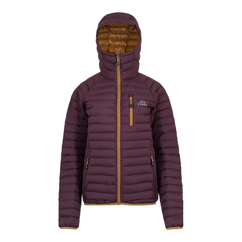 Fjern Womens Aktiv II Down Hooded Jacket (Aubergine/Mustard)