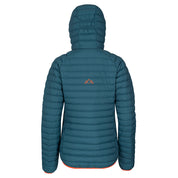 Fjern Womens Aktiv II Down Hooded Jacket (Petrol/Orange)