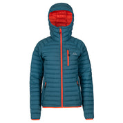 Fjern Womens Aktiv II Down Hooded Jacket (Petrol/Orange)