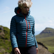 Fjern Womens Aktiv II Down Hooded Jacket (Petrol/Orange)