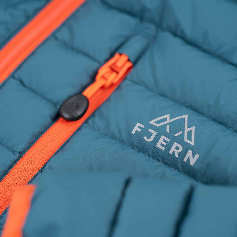 Fjern Womens Aktiv II Down Hooded Jacket (Petrol/Orange)