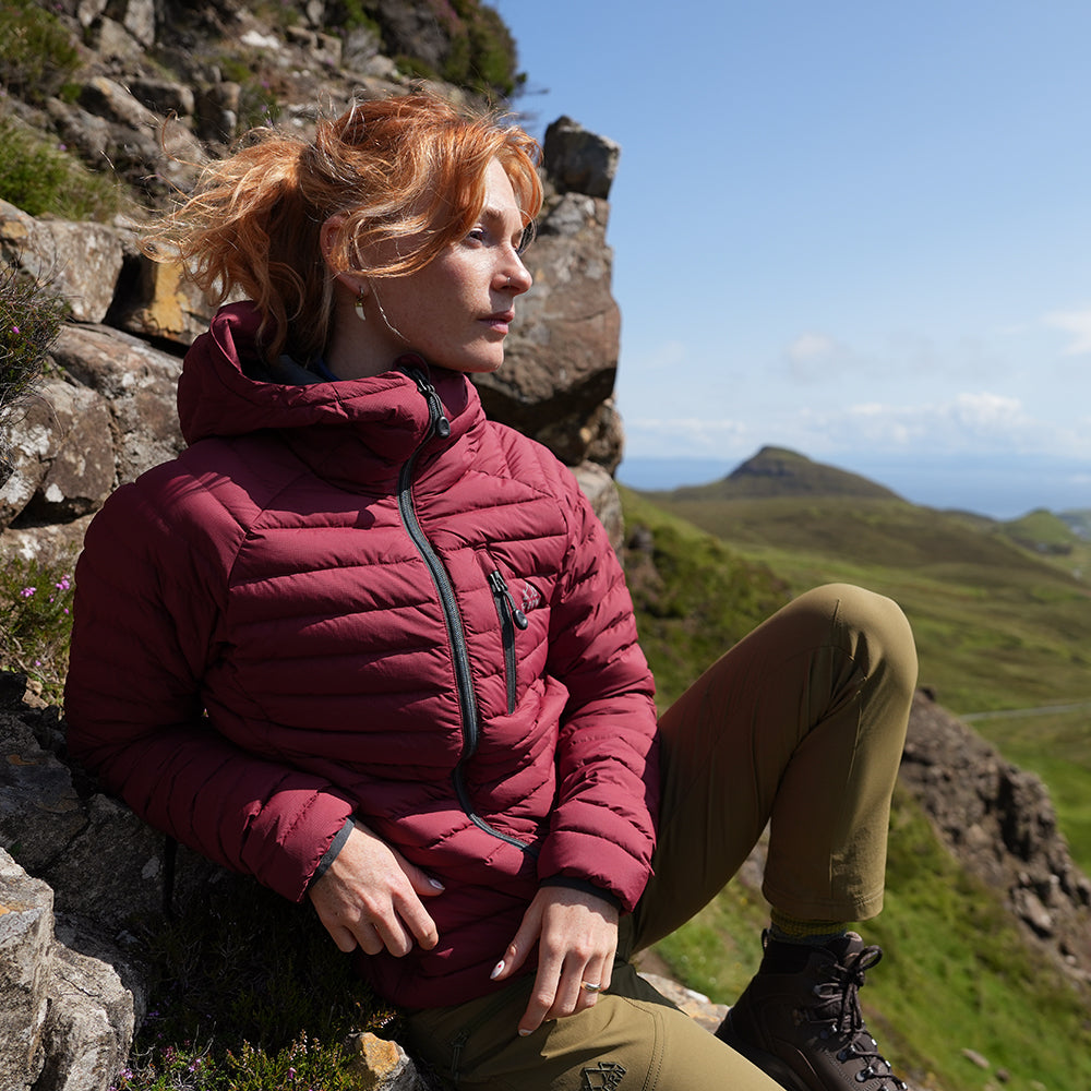 Fjern Womens Aktiv II Down Hooded Jacket (Rust/Charcoal)
