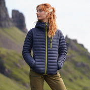 Fjern Womens Aktiv II Down Hooded Jacket (Storm Grey/Lime)