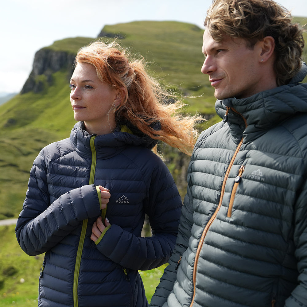 Fjern Womens Aktiv II Down Hooded Jacket (Storm Grey/Lime)