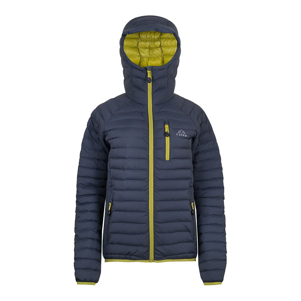 Fjern Womens Aktiv II Down Hooded Jacket (Storm Grey/Lime)