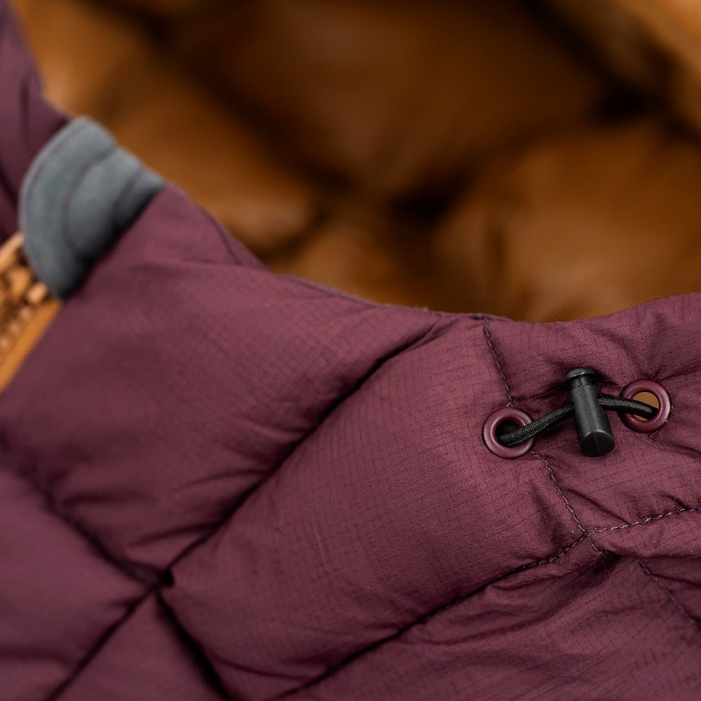 Fjern Womens Arktis III Down Hooded Jacket (Aubergine/Mustard)