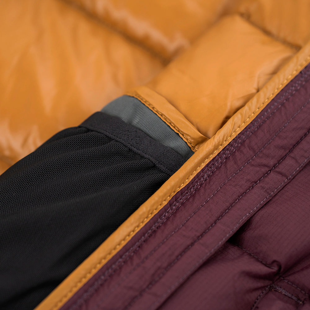 Fjern Womens Arktis III Down Hooded Jacket (Aubergine/Mustard)