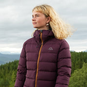Fjern Womens Arktis III Down Hooded Jacket (Aubergine/Mustard)