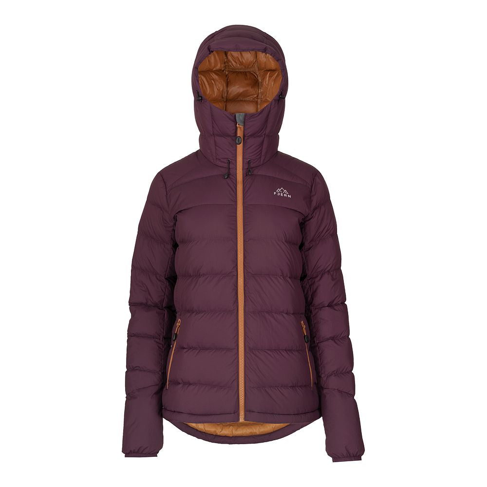Fjern Womens Arktis III Down Hooded Jacket (Aubergine/Mustard)