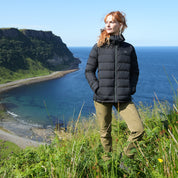 Fjern Womens Arktis III Down Hooded Jacket (Black/Charcoal)