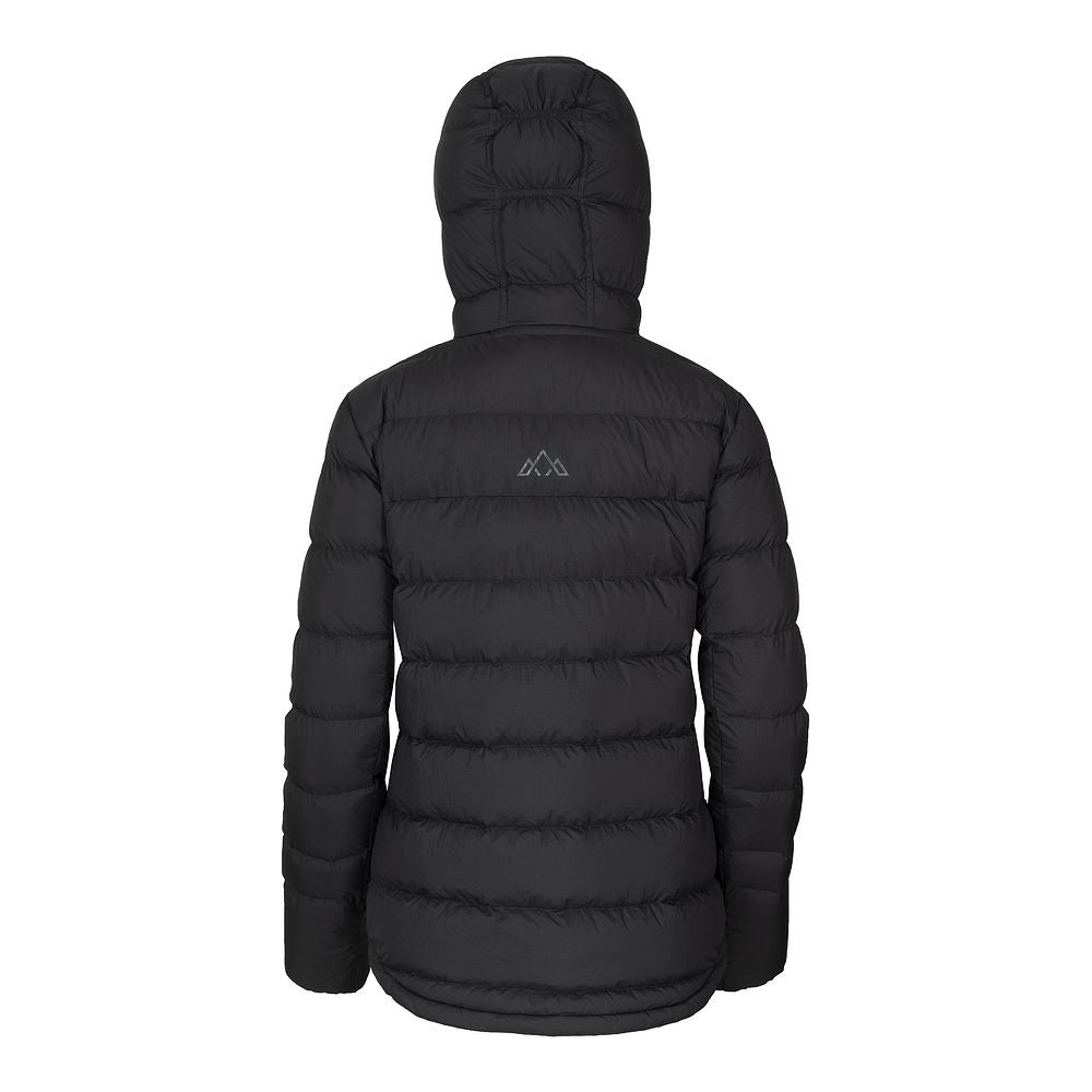 Fjern Womens Arktis III Down Hooded Jacket (Black/Charcoal)