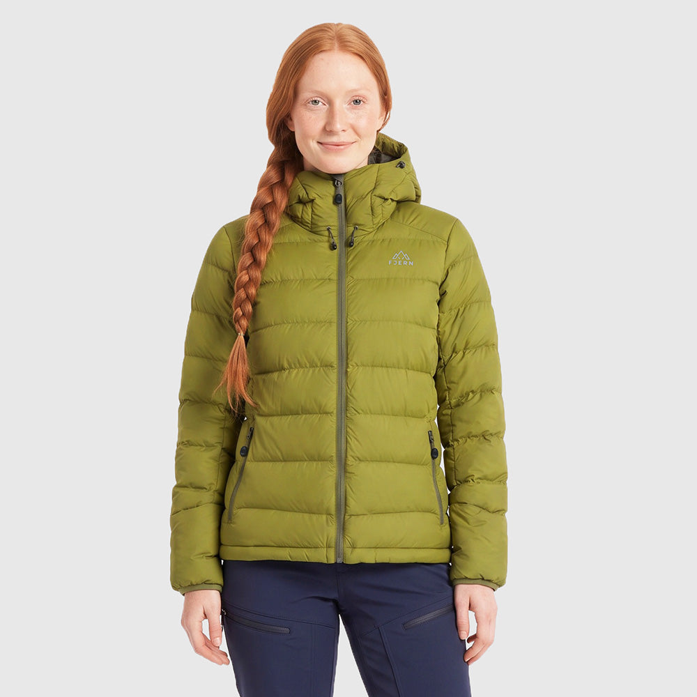 Womens Arktis III Down Hooded Jacket (Cardamom Seed/Winter Moss) ✦AI