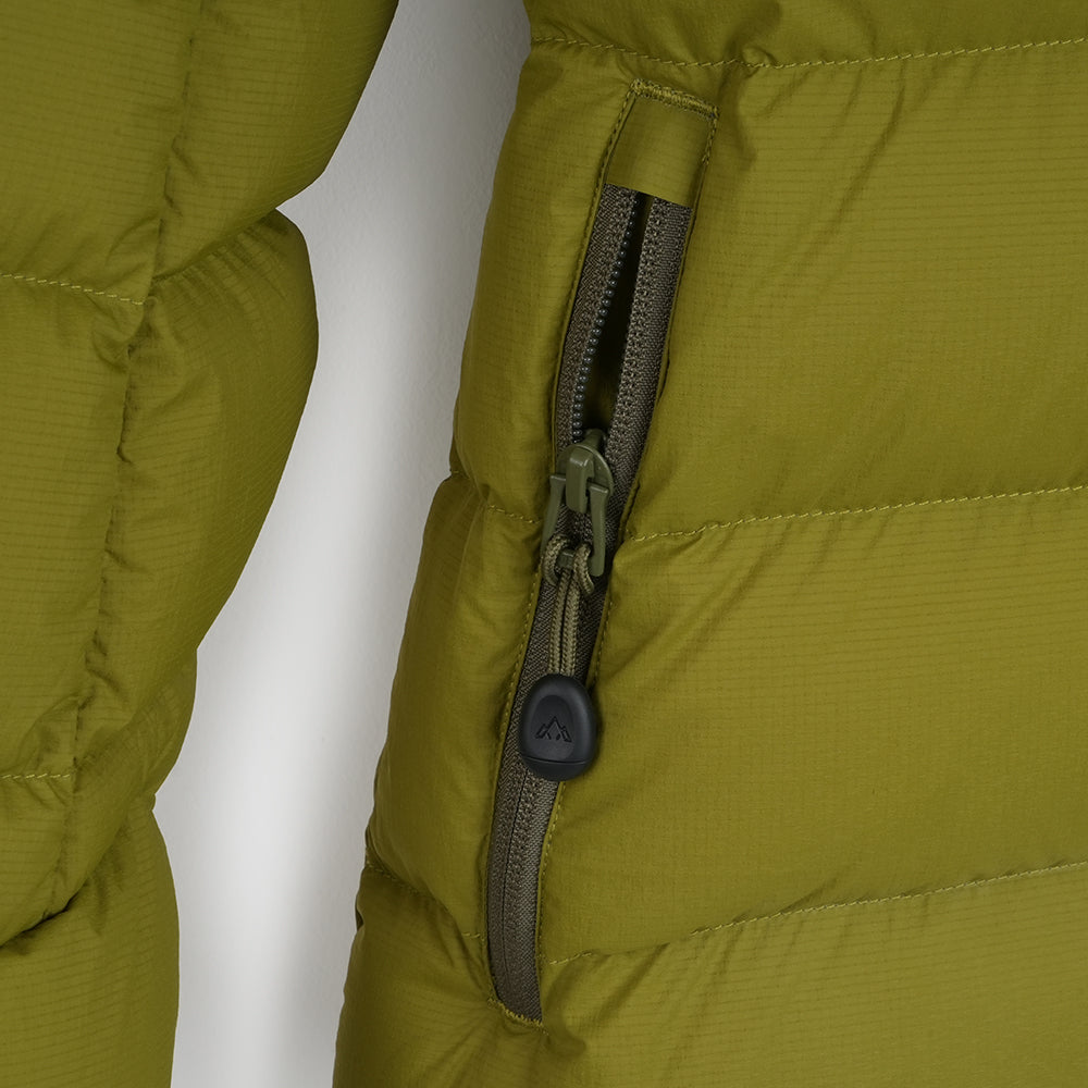 Womens Arktis III Down Hooded Jacket (Cardamom Seed/Winter Moss)