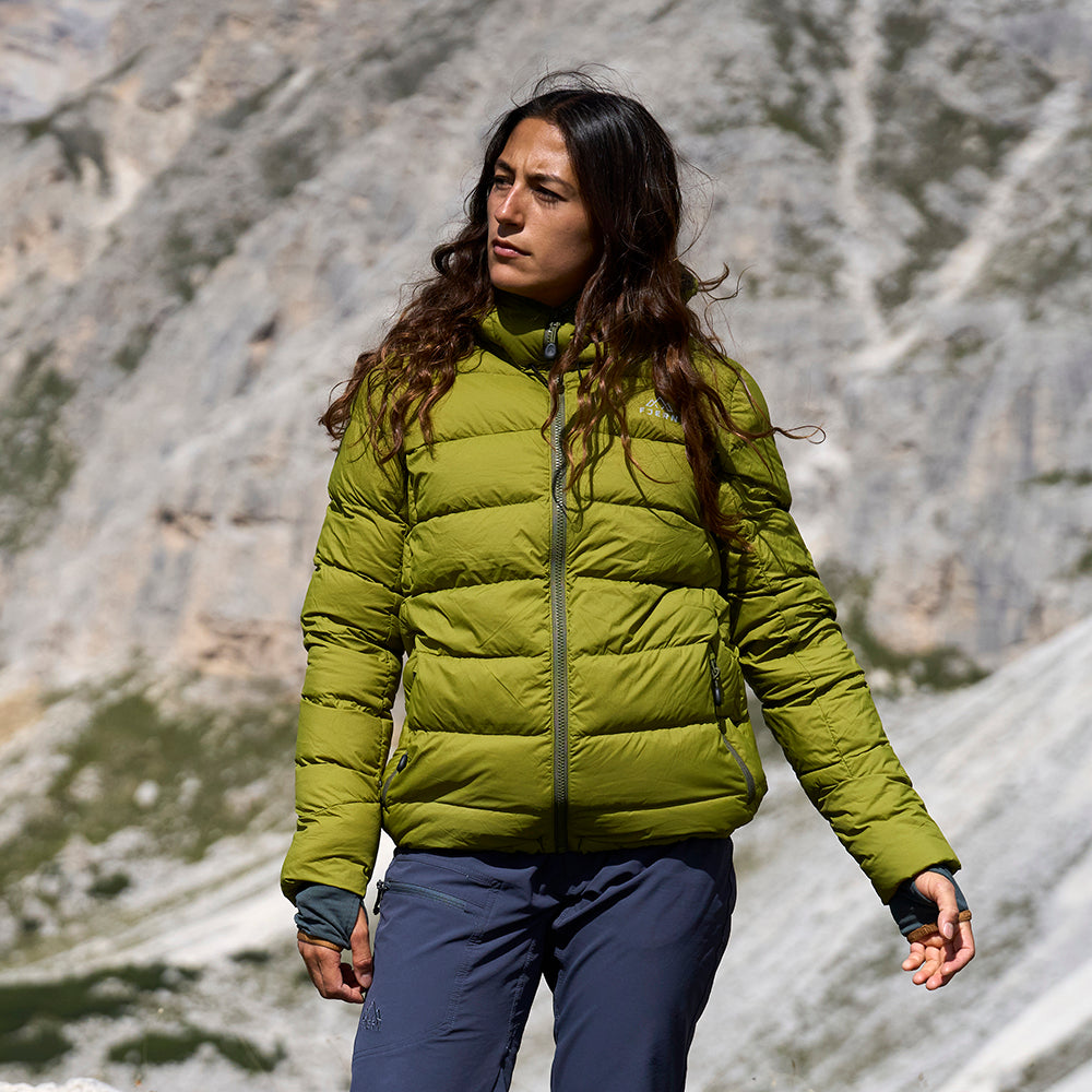 Womens Arktis III Down Hooded Jacket (Cardamom Seed/Winter Moss)