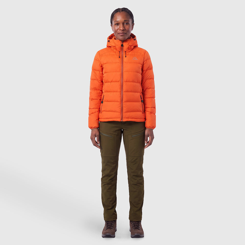 Womens Arktis III Down Hooded Jacket (Koi/Baked Clay) ✦AI