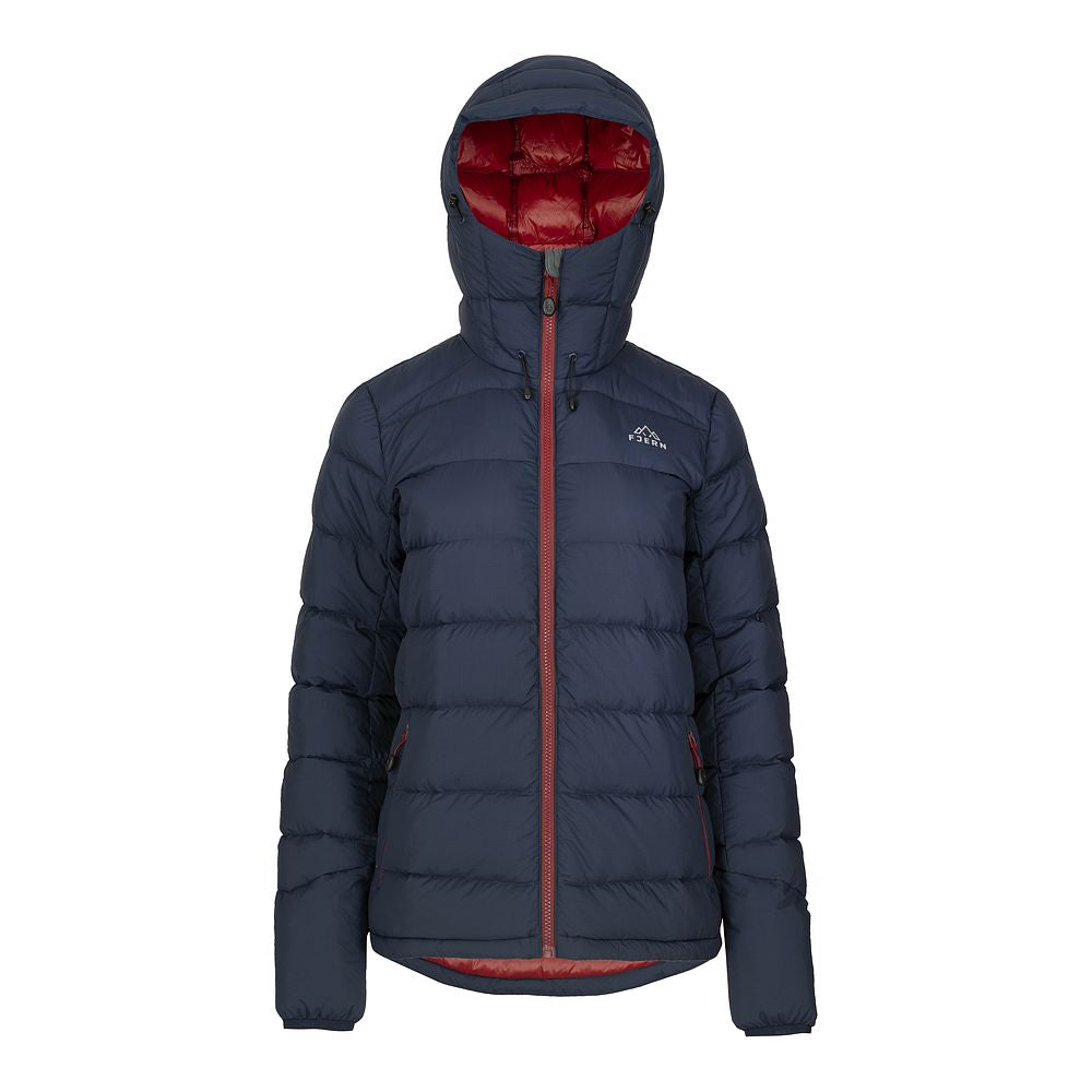 Fjern Womens Arktis III Down Hooded Jacket (Navy/Rust)