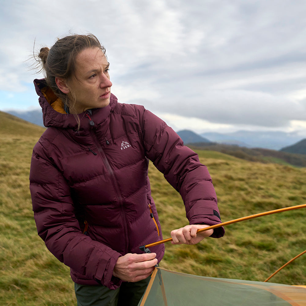 Fjern Womens Aska Waterproof Down Jacket (Aubergine/Mustard)