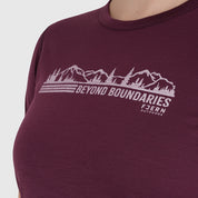 Womens Beyond Boundaries Merino Blend T-Shirt (Aubergine/Chalk)