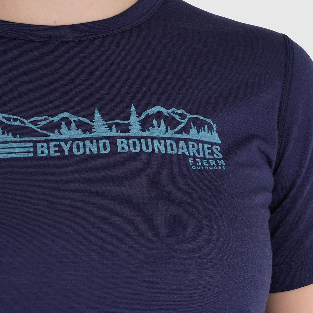 Womens Beyond Boundaries Merino Blend T-Shirt (Navy/Mineral Blue)