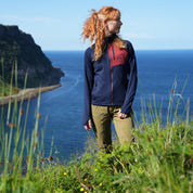 Fjern Womens Bresprekk II Full Zip Grid Pullover (Navy/Rust)
