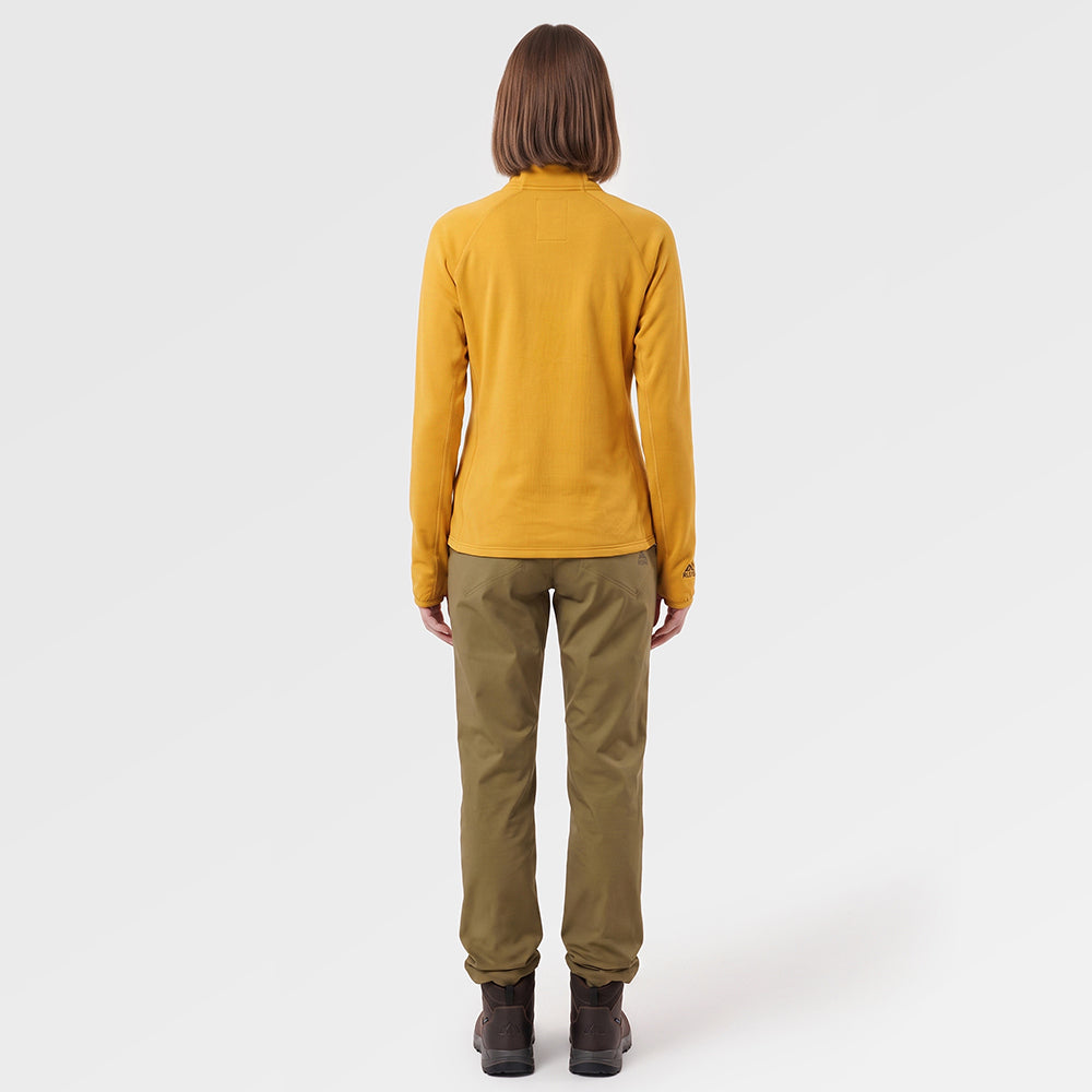 Womens Bresprekk II Half Zip Grid Fleece (Harvest Gold/Poseidon) ✦AI