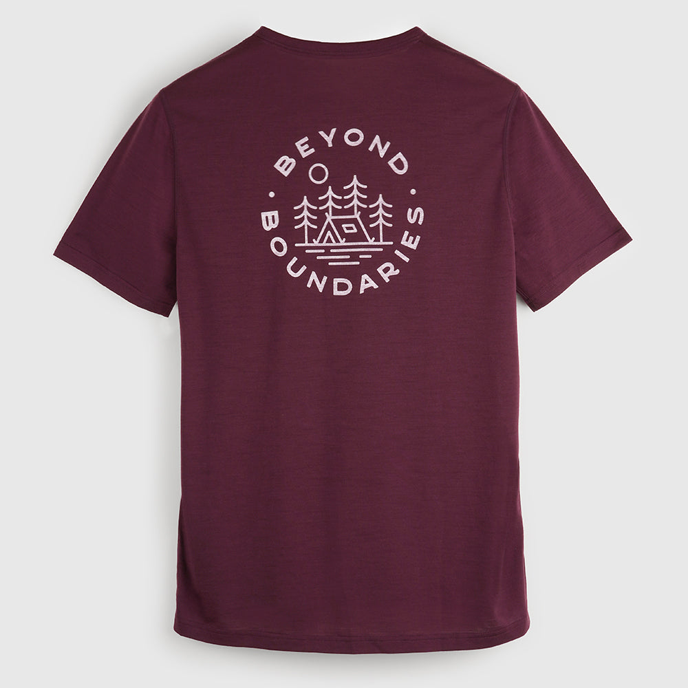 Womens Camping Merino Blend T-Shirt (Aubergine/Chalk)